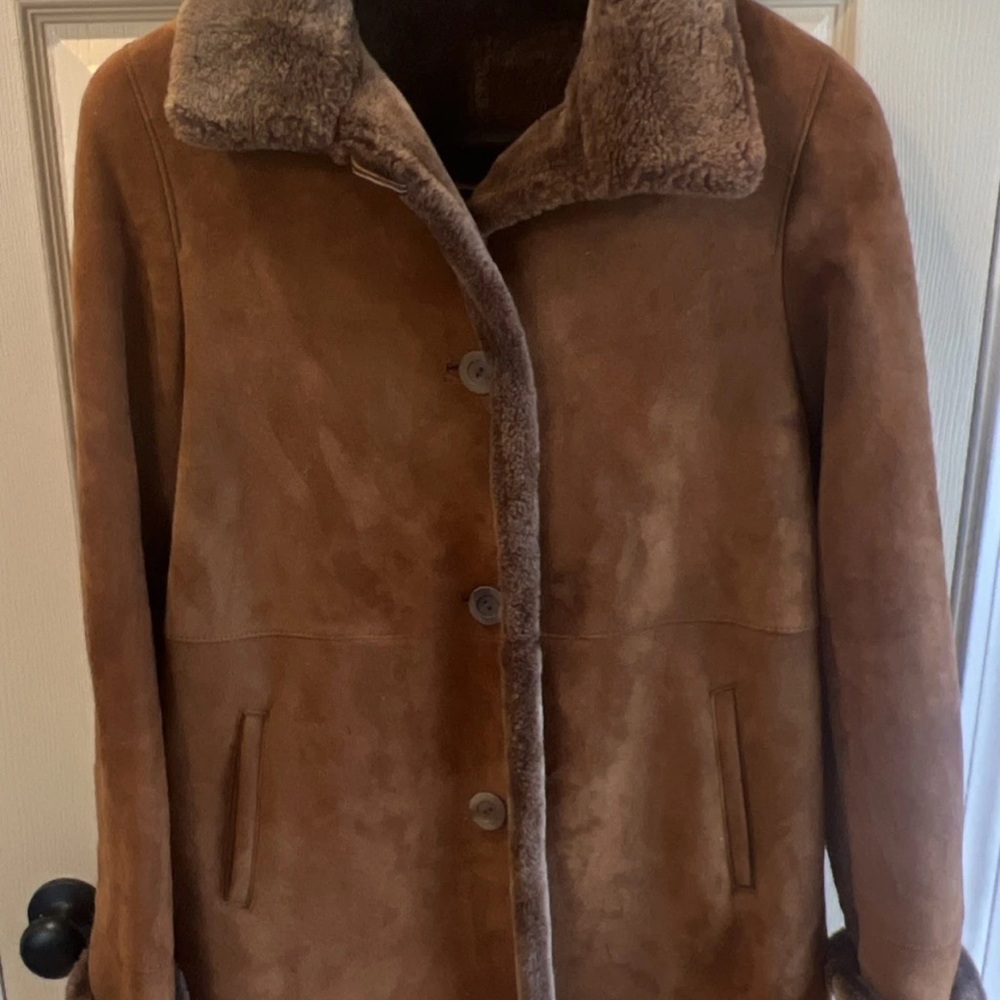 Elegant Tan Shearling Trench Coat
